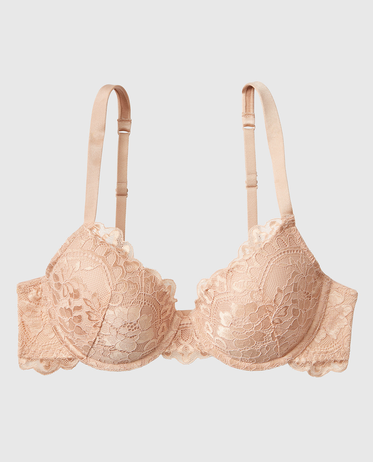 Lightly Lined Full Coverage Bra with Lace Overlay