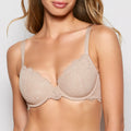 Lightly Lined Full Coverage Bra with Allover Lace in Rosetan