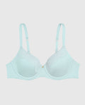 Lightly Lined Full Coverage Bra with Lace Overlay in Vista Blue