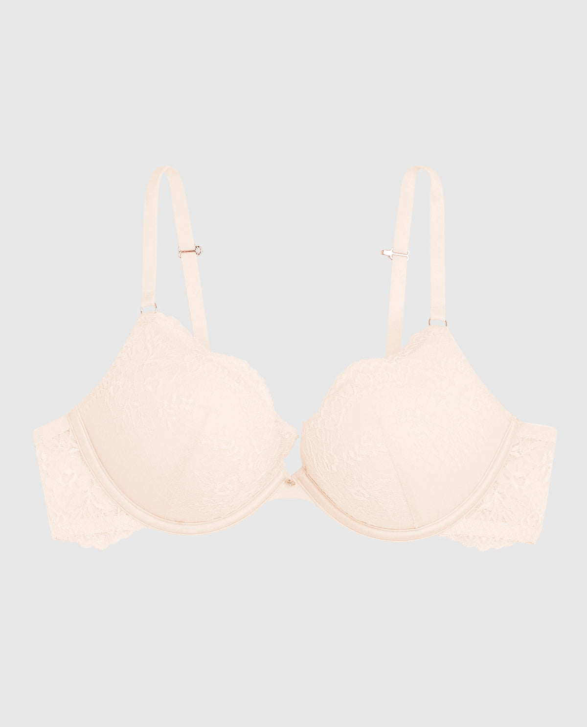 Allover Lace Up 2 Cup Push Up Bra in Ivory Dawn
