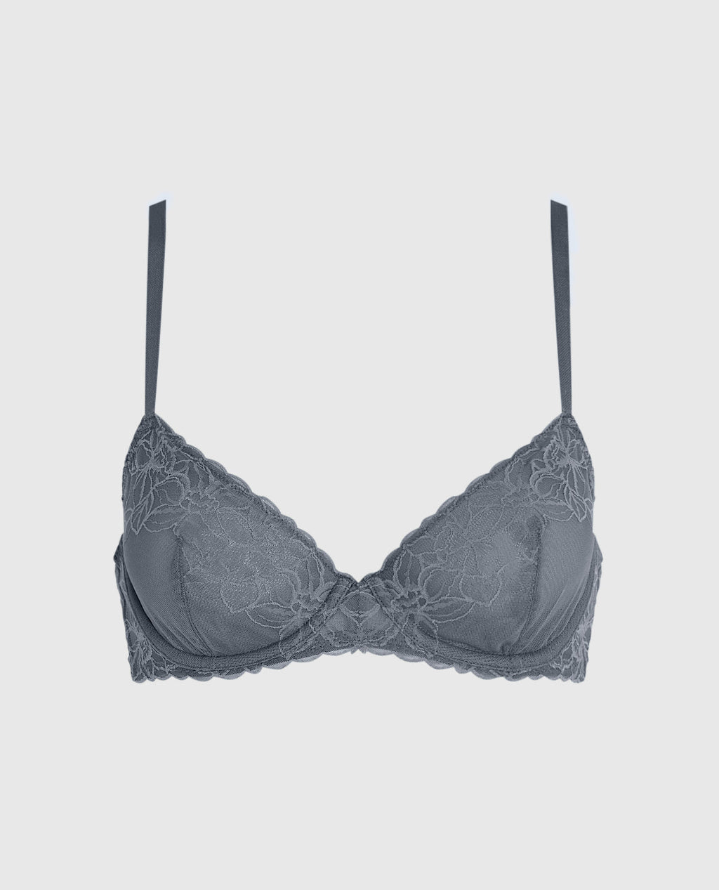 Unlined Lace Demi Bra in Stormy Weather