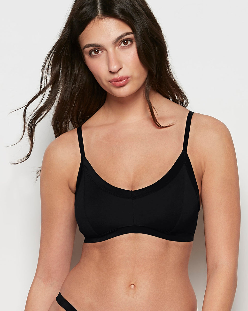 Bralette with Vanishing Edge Trim in Tuxedo Black