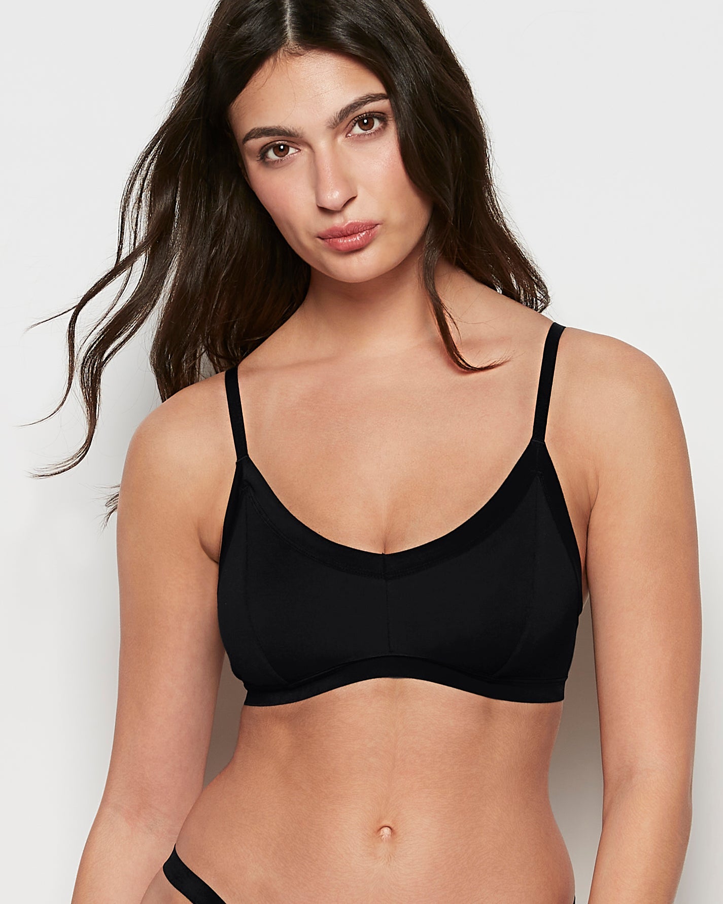 Bralette with Vanishing Edge Trim in Tuxedo Black
