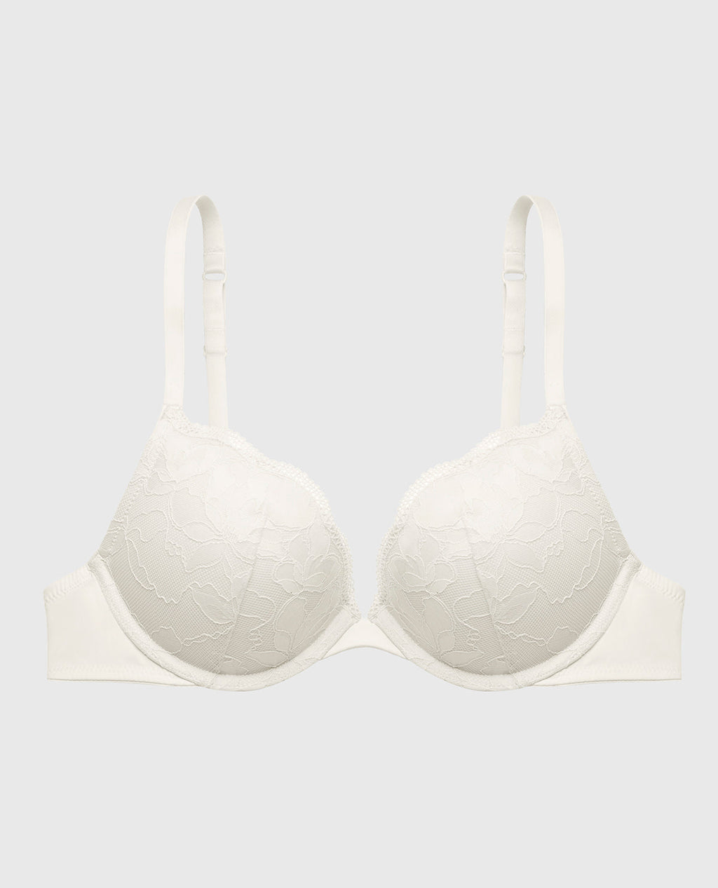 Push Up Plunge Bra With Charmed Lace  In Ivory