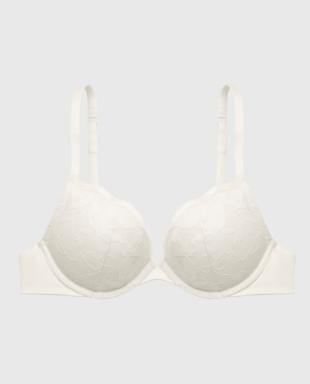 Push Up Plunge Bra With Charmed Lace  In Ivory