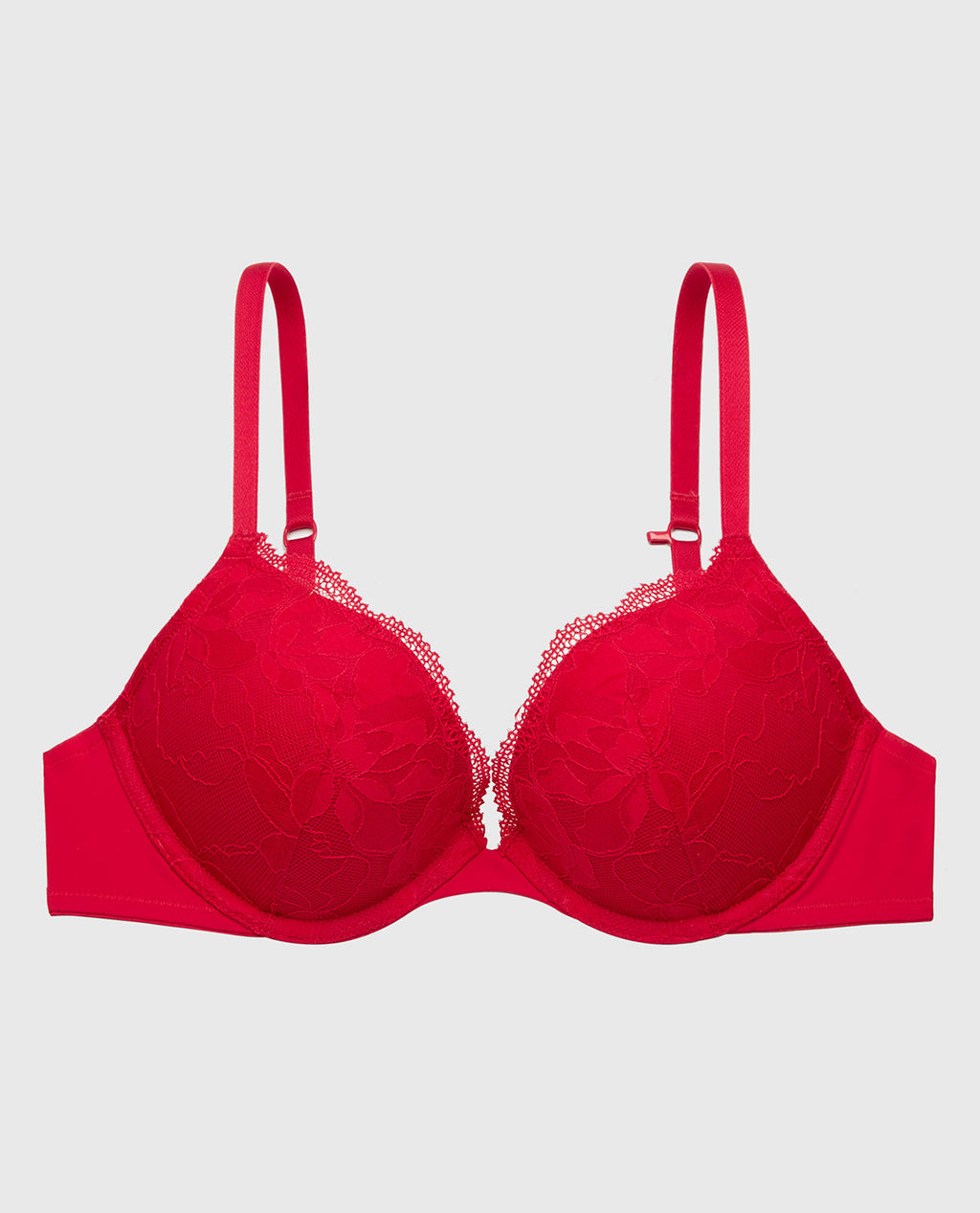 Charmed Push Up Plunge Lace Cup Bra in Crimson