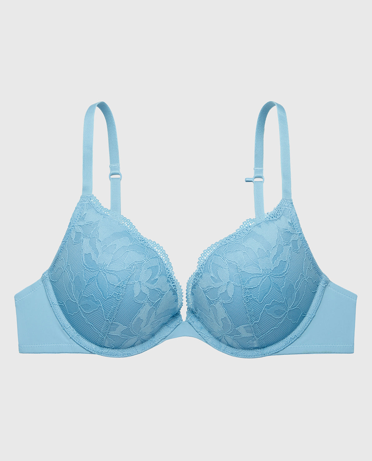 Charmed Push Up Plunge Lace Cup Bra in Glacier Lake