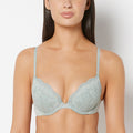 Push Up Plunge Bra With Charmed Lace  In Iceberg Green