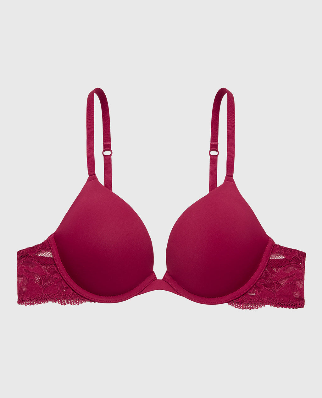 Smooth Push Up Plunge Bra With Charmed Lace Wing in Plum Rose