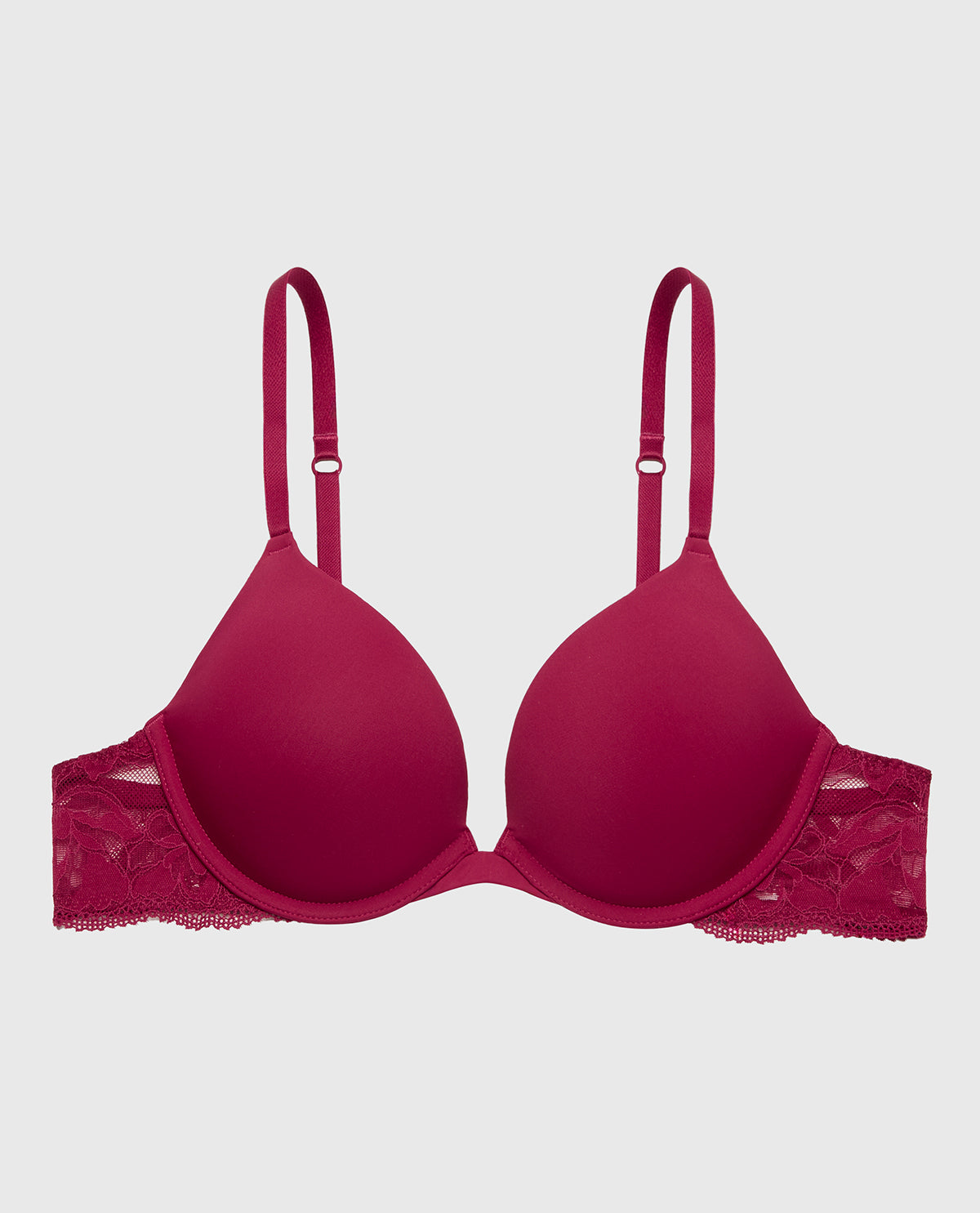 Smooth Push Up Plunge Bra With Charmed Lace Wing in Plum Rose
