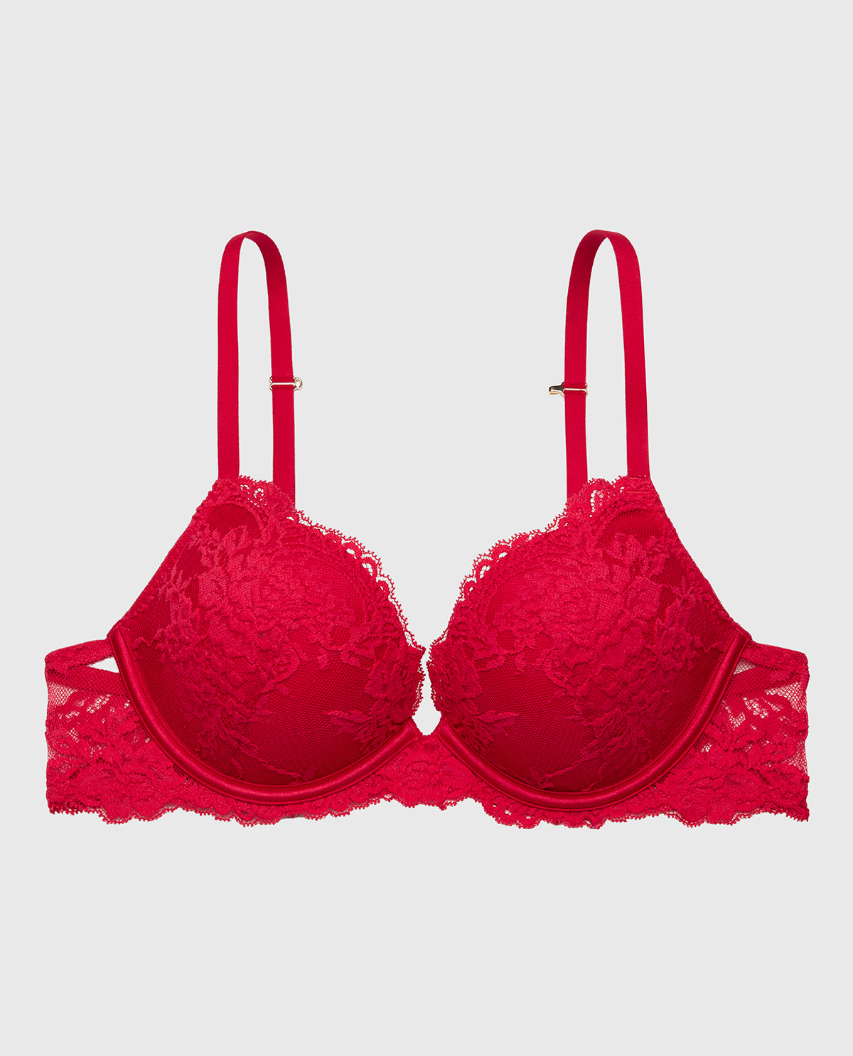 Plunge Opulent Lace Bra with Lace Cradle in Crimson