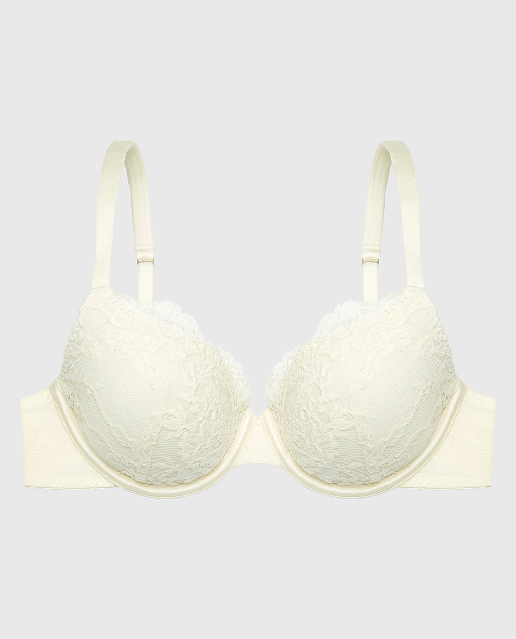 Lightly Lined Perfect Coverage Bra With Mesh Wing in Egret