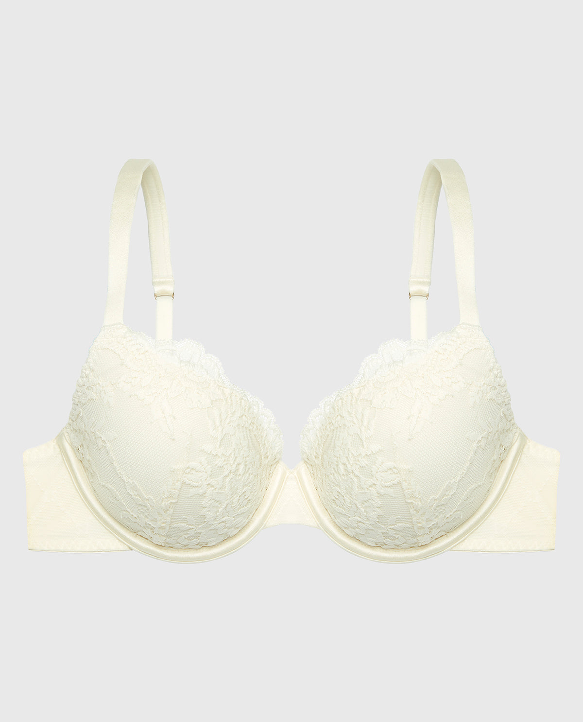 Lightly Lined Perfect Coverage Bra With Mesh Wing in Egret