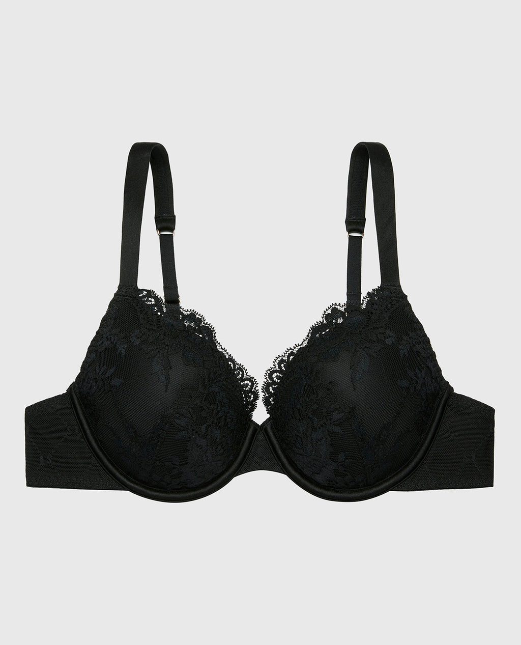 Lightly Lined Perfect Coverage Bra With Mesh Wing in Tuxedo Black