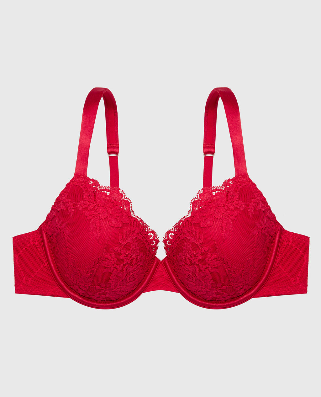Lightly Lined Perfect Coverage Bra With Mesh Wing in Crimson