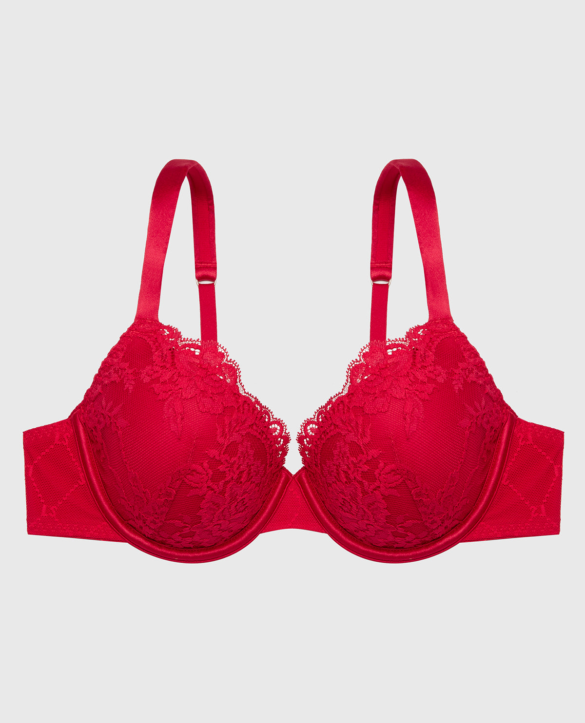 Lightly Lined Perfect Coverage Bra With Mesh Wing in Crimson