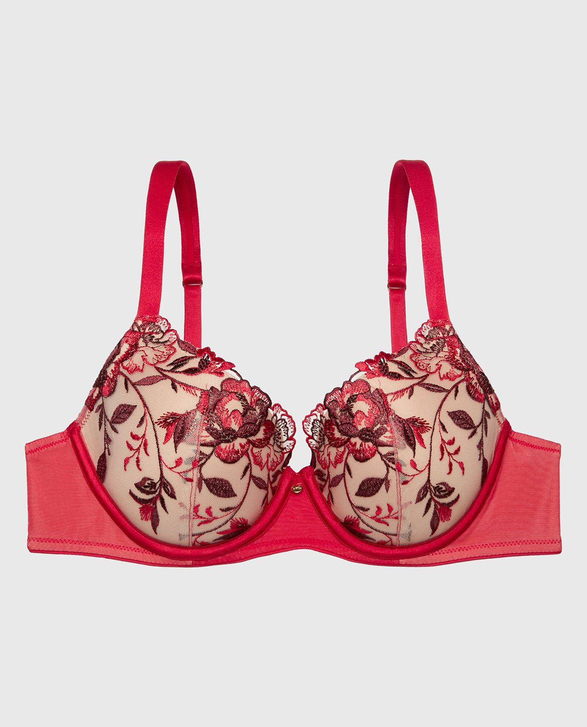 Lightly Lined Perfect Coverage Bra in Evening Blush with Crimson and Russian Ruby