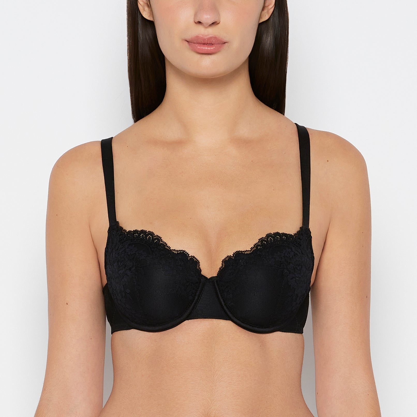 Lightly Lined Balconette Bra in Tuxedo Black