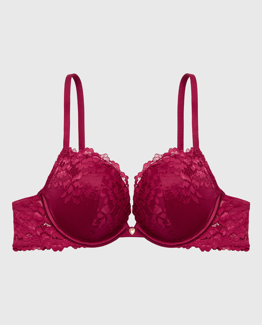 Push Up Plunge bra with Romantic Lace in Plum Rose