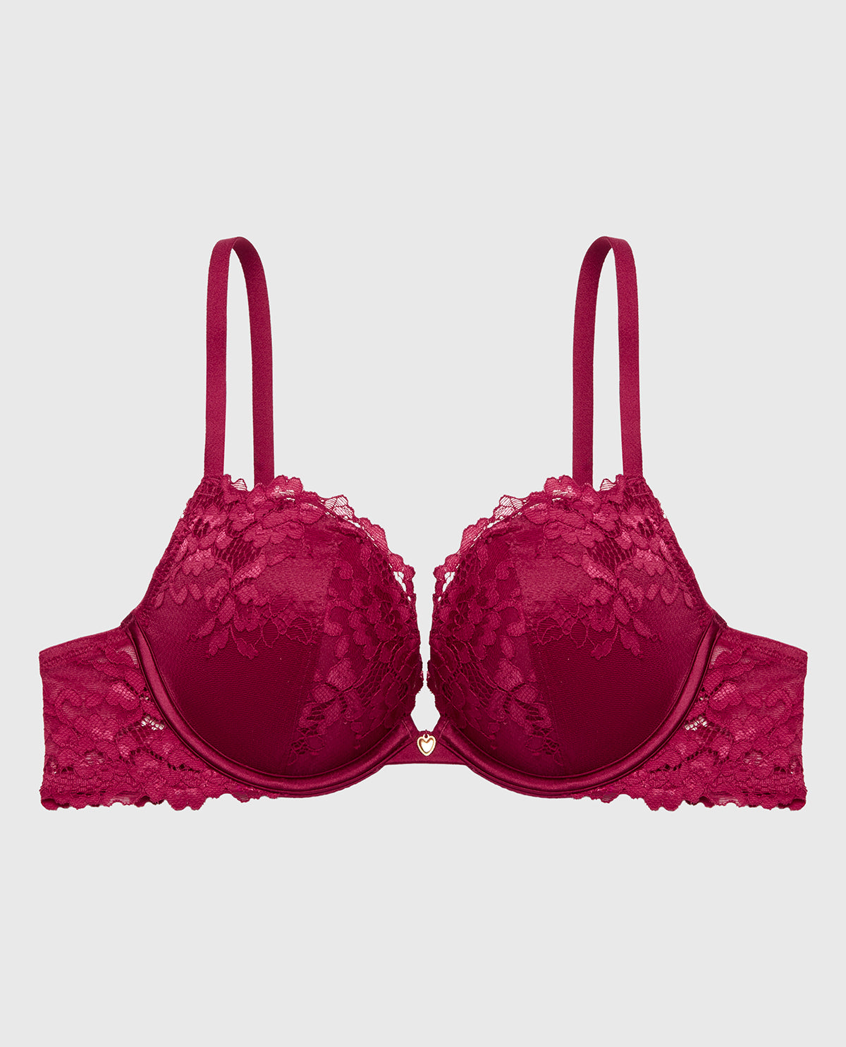 Push Up Plunge bra with Romantic Lace in Plum Rose