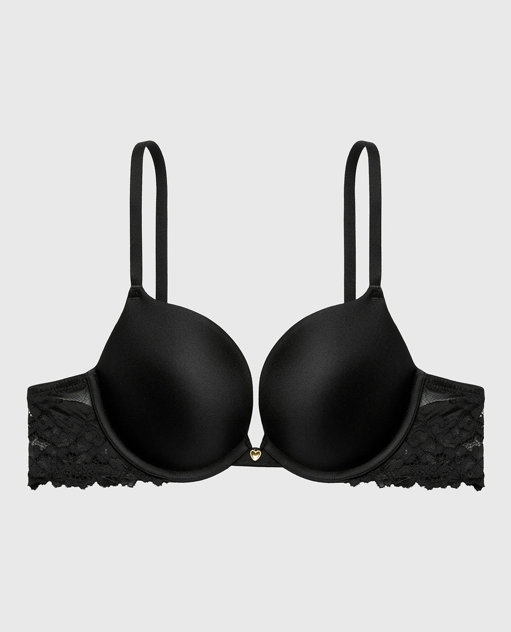 Push Up Plunge bra with Romantic Lace Wing in Tuxedo Black
