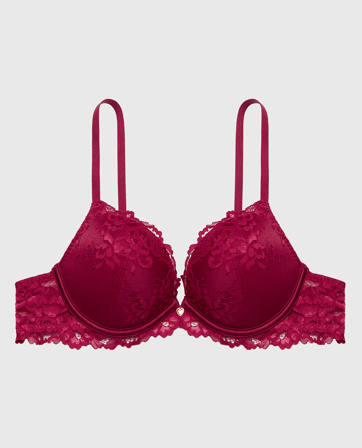 Up 2 Cup Plunge Bra with Romantic Lace in Plum Rose