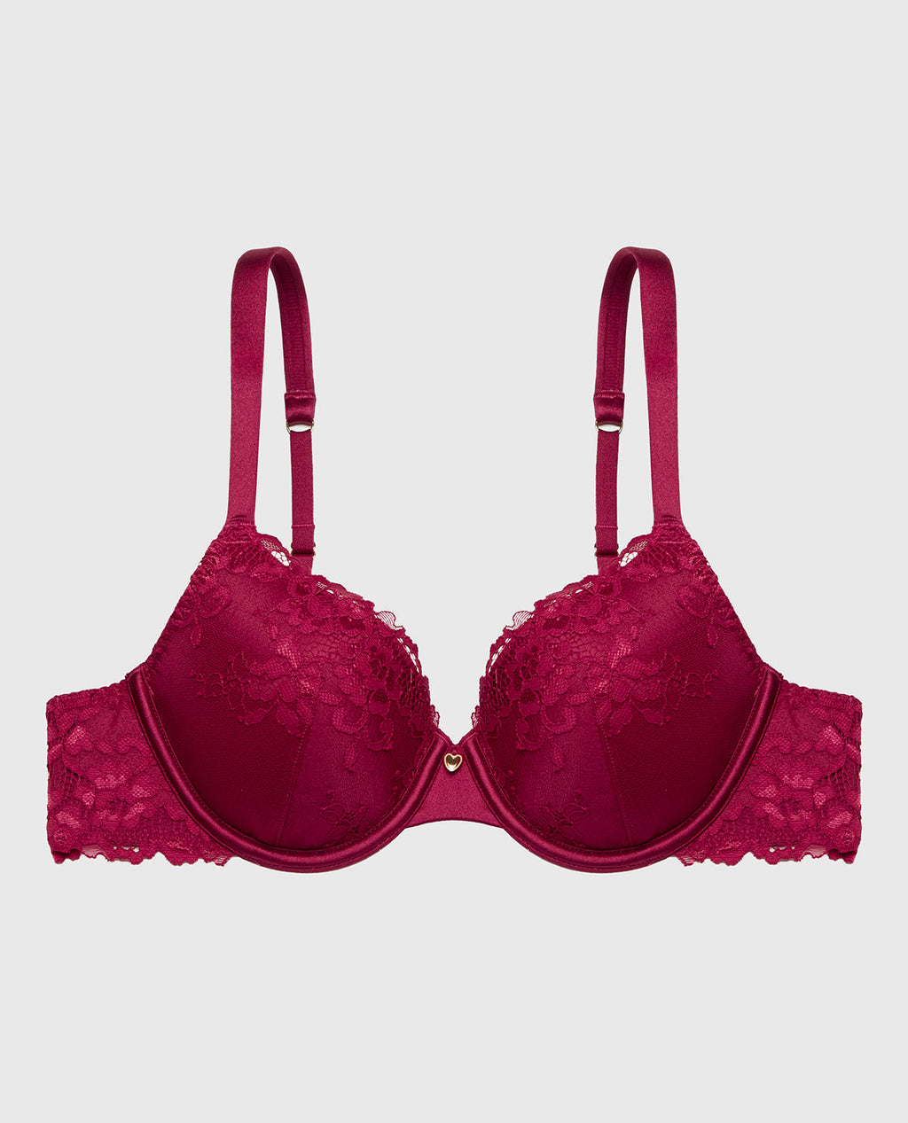 Full Coverage Lightly Lined Bra With Romantic Lace in Plum Rose