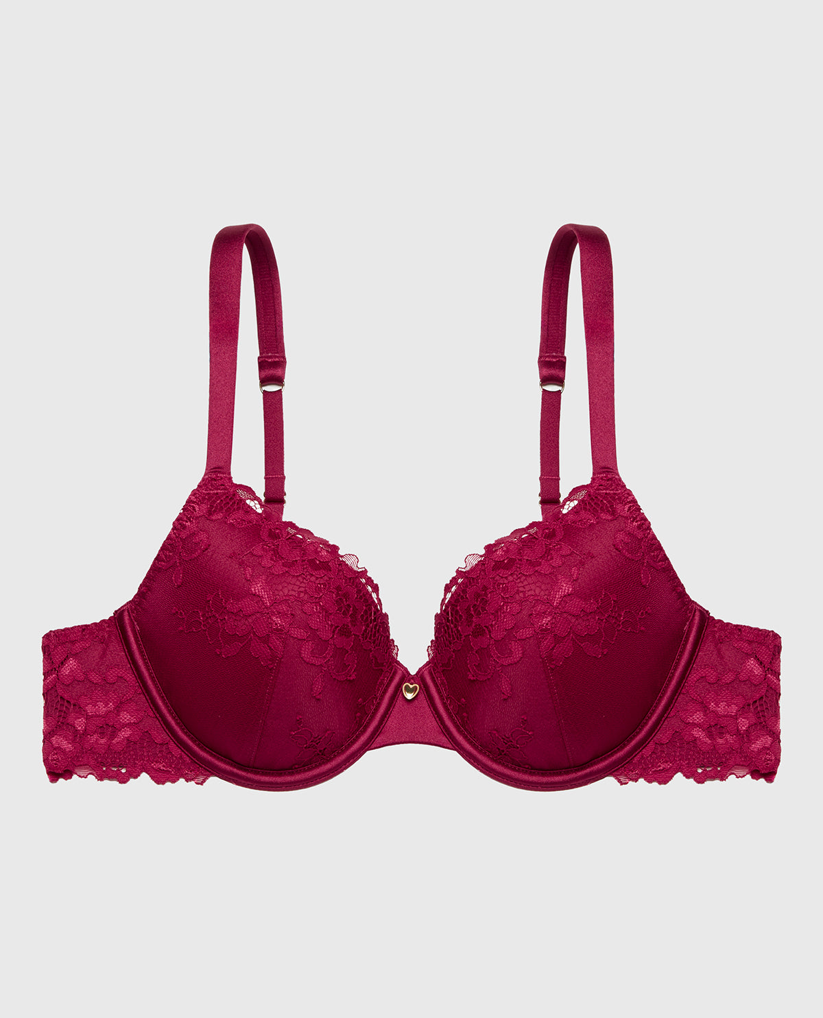 Full Coverage Lightly Lined Bra With Romantic Lace in Plum Rose