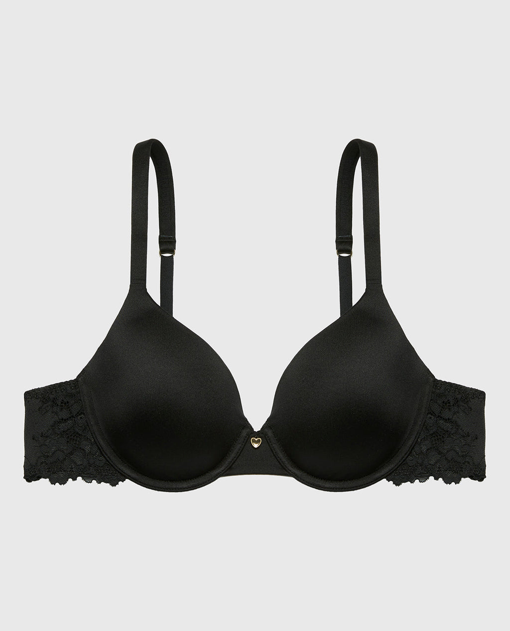 Full Coverage Lightly Lined Bra With Romantic Lace Wing in Tuxedo Black