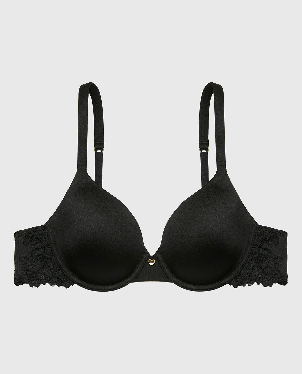 Full Coverage Lightly Lined Bra With Romantic Lace Wing in Tuxedo Black