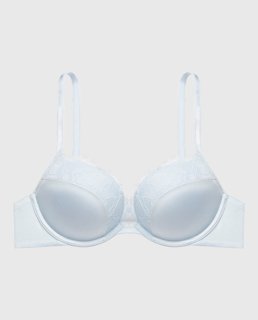 Push Up Plunge Bra With Afterglow Lace Details in Skyway