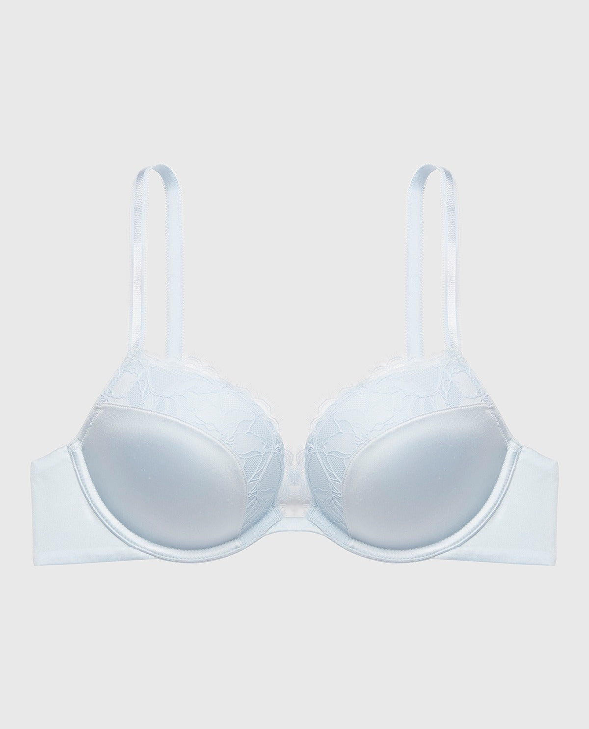Push Up Plunge Bra With Afterglow Lace Details in Skyway