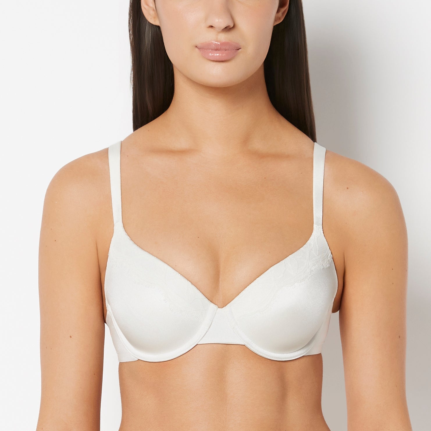 Lightly Lined Full Coverage Bra with Afterglow Lace Trim in Ivory